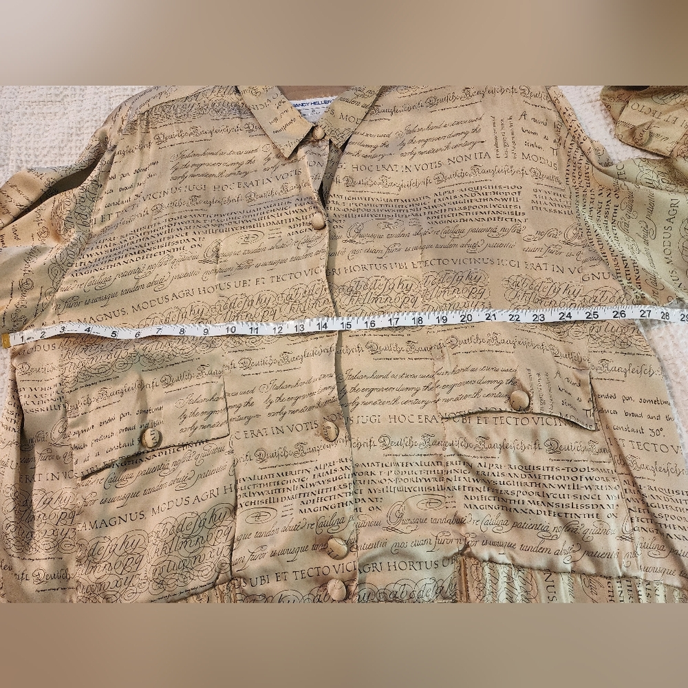 Women's Nancy Heller Vintage Script 100% Silk Button-Up Shirt Jacket Size 2X - Picture 10 of 11